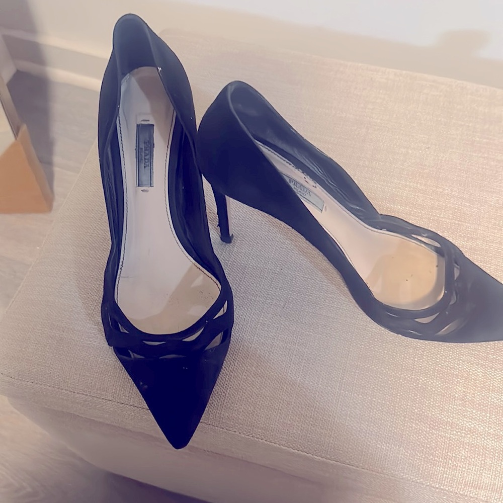 Prada Milano Black Suede Pumps with Dust bag size 40